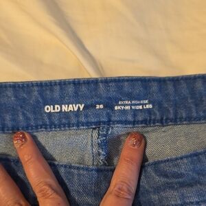 Old Navy Sky-Hi Wide Leg Denim in Medium Wash Blue